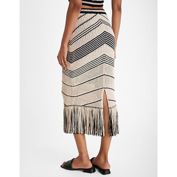 EXPRESS Crochet Striped Fringe Two Piece Skirt Set Size XS / M - Picture 5 of 9